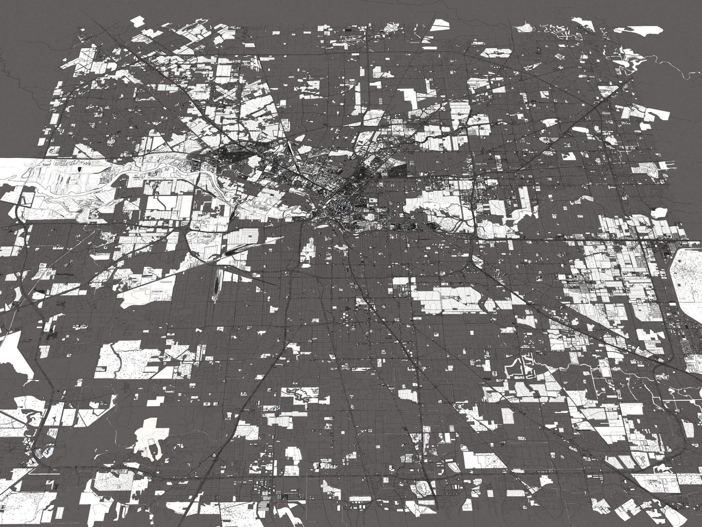 Houston 50x50km 3D City Map 3D model_21