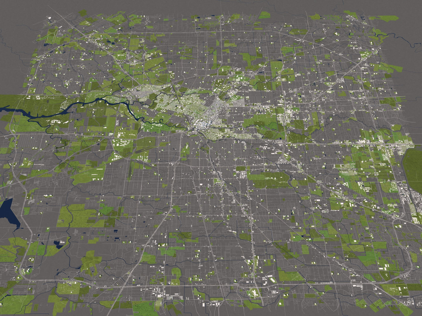 Houston 50x50km 3D City Map 3D model_6