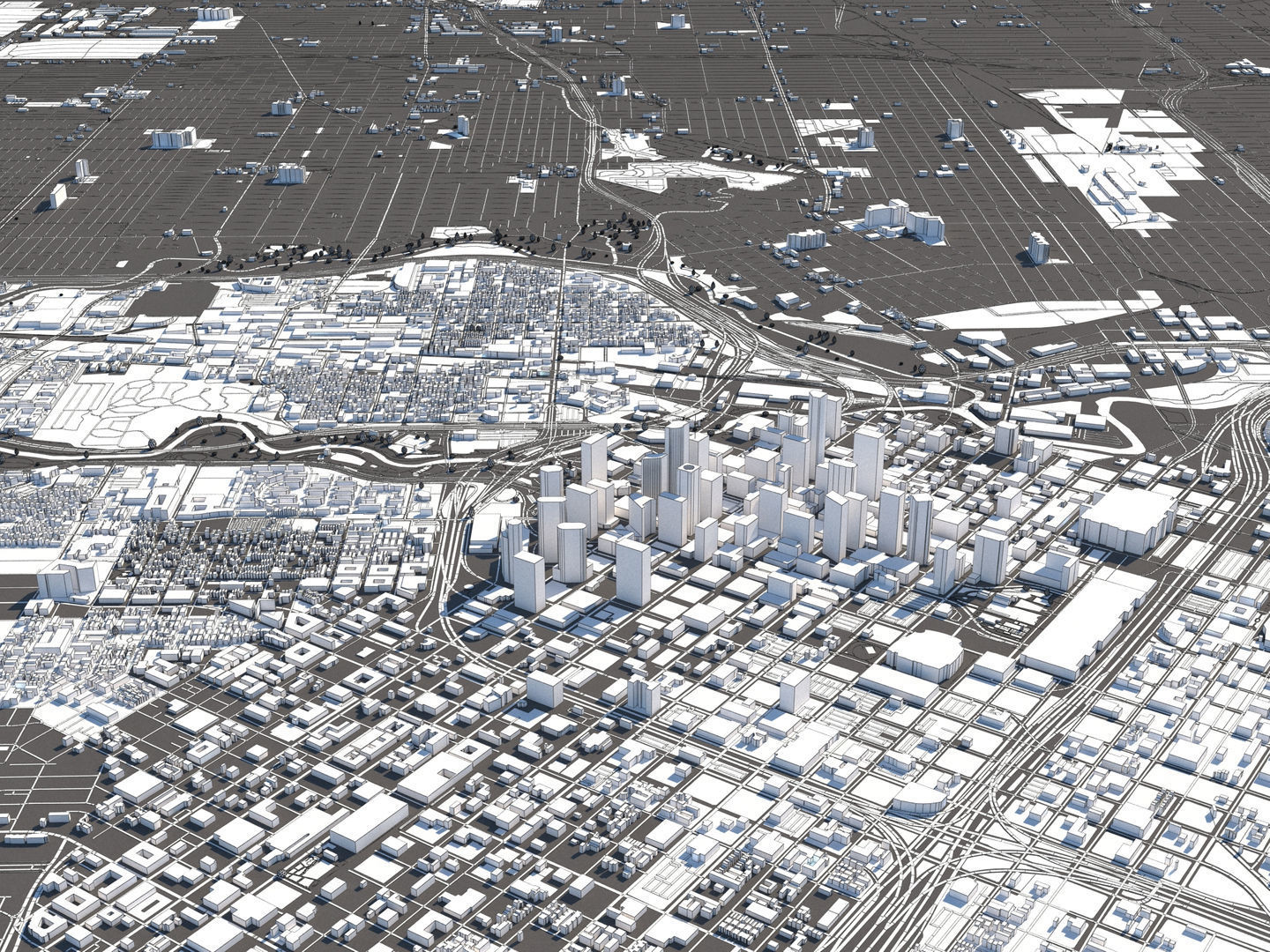 Houston 50x50km 3D City Map 3D model_16