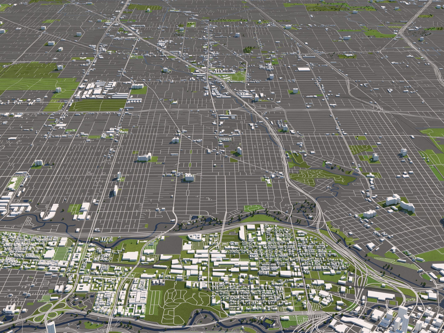Houston 50x50km 3D City Map 3D model_11