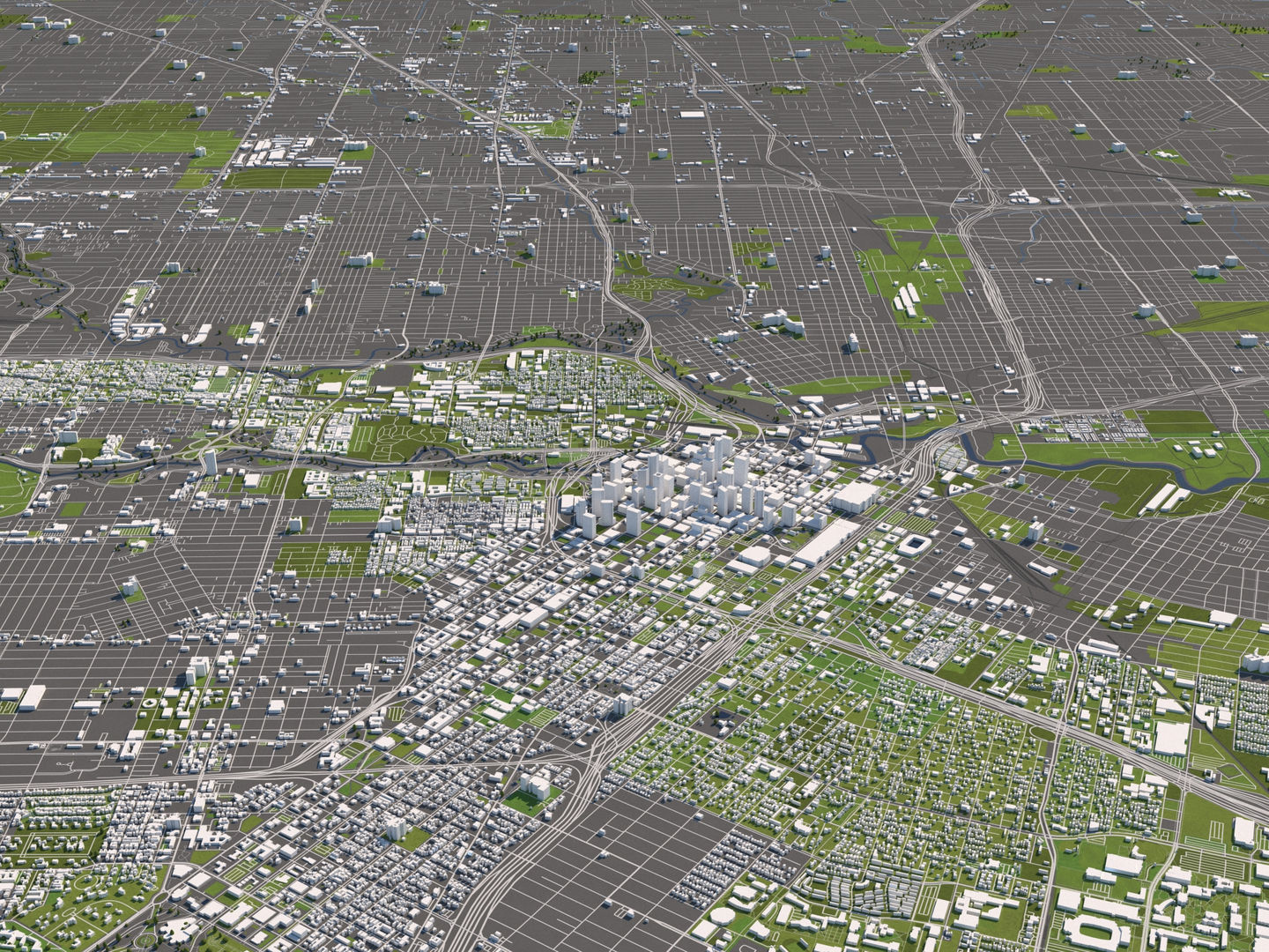 Houston 50x50km 3D City Map 3D model_2
