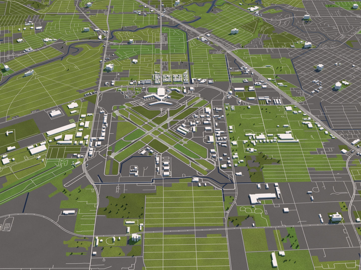 Houston 50x50km 3D City Map 3D model_8