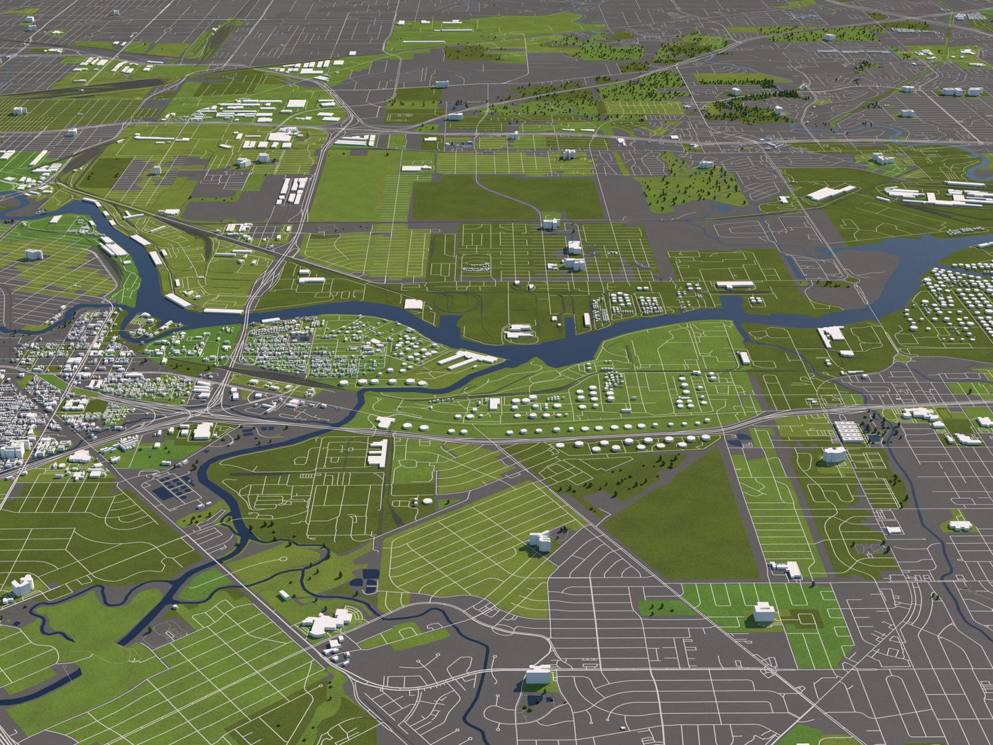 Houston 50x50km 3D City Map 3D model_10