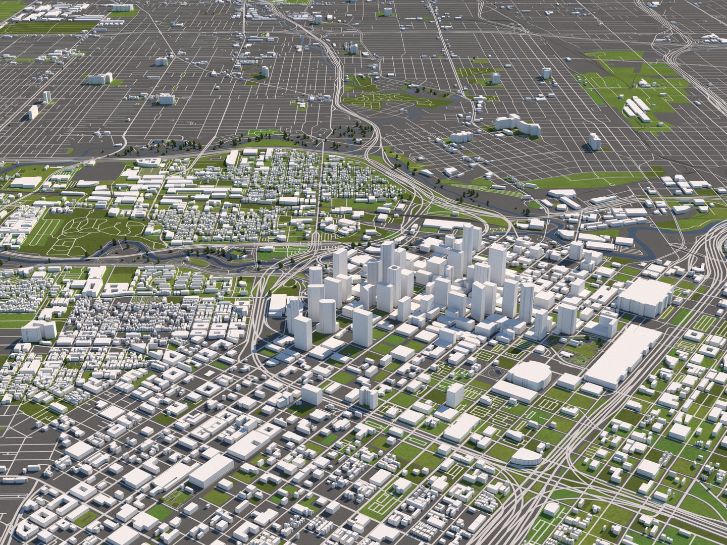 Houston 50x50km 3D City Map 3D model_1