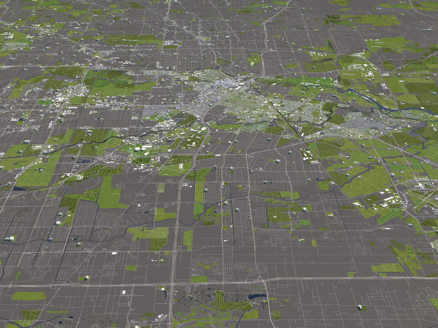 Houston 50x50km 3D City Map 3D model_3