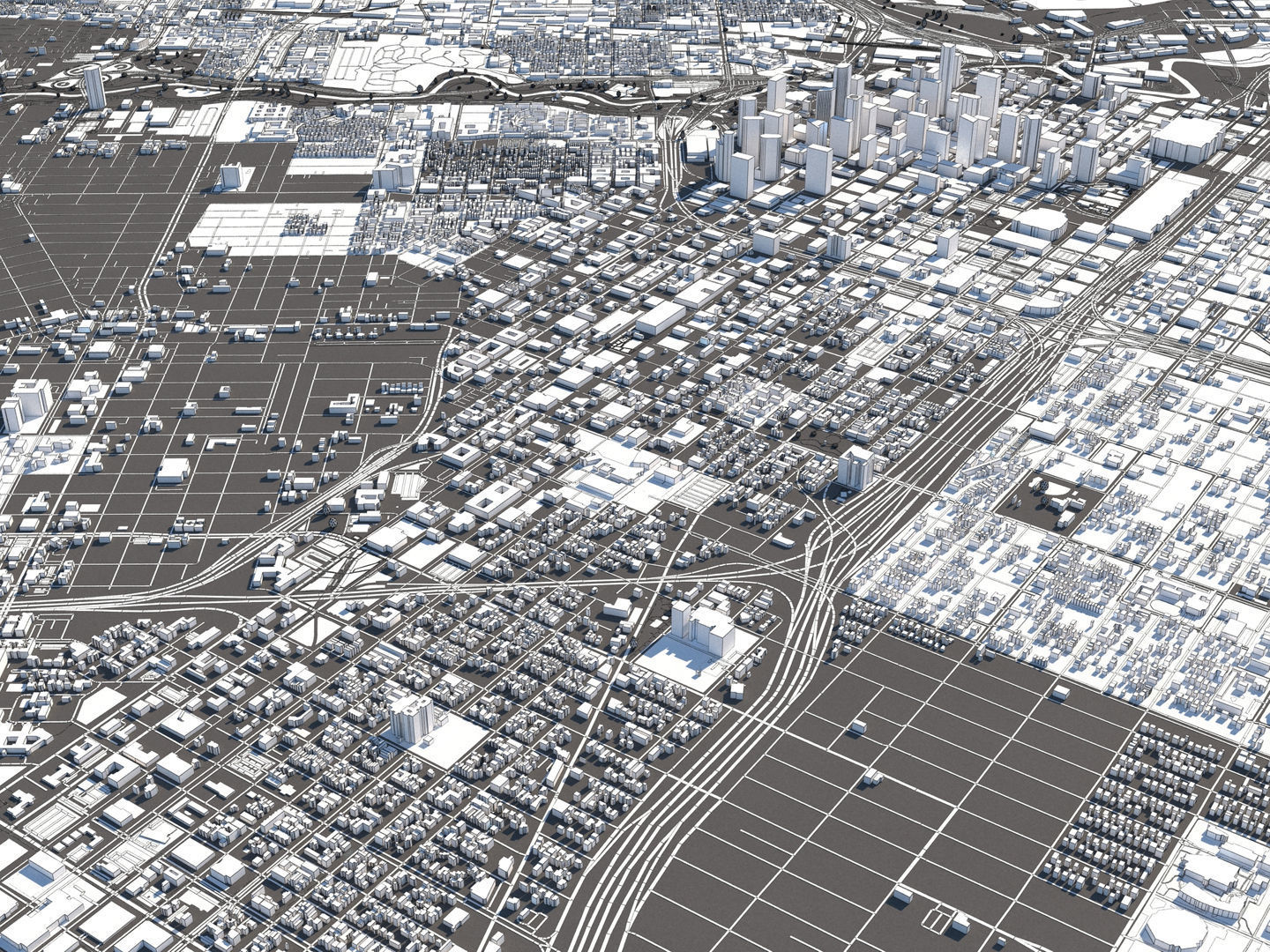 Houston 50x50km 3D City Map 3D model_24
