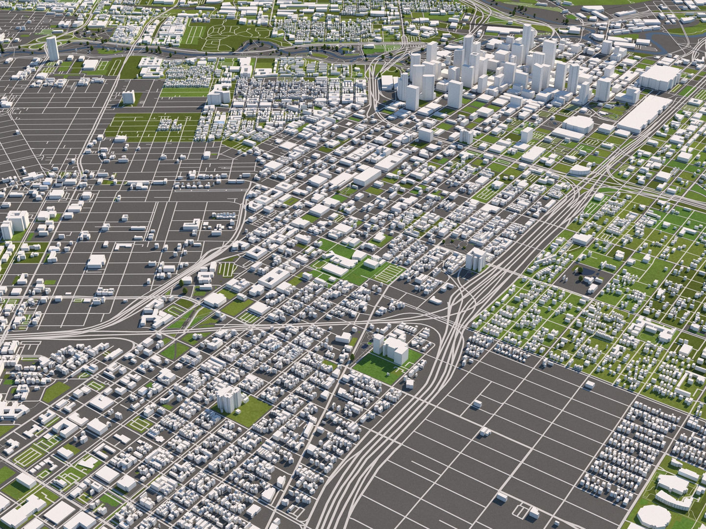 Houston 50x50km 3D City Map 3D model_9
