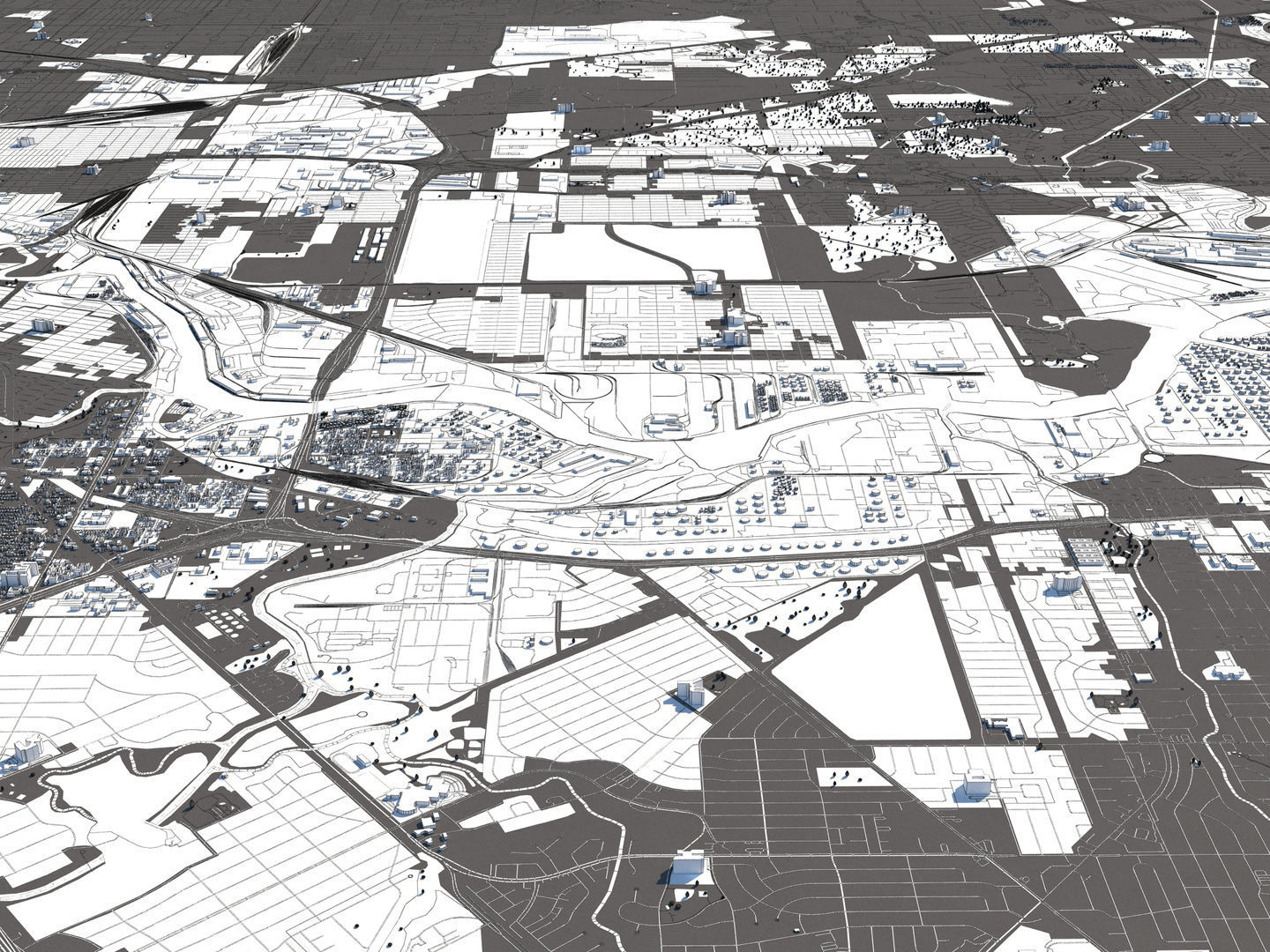 Houston 50x50km 3D City Map 3D model_25