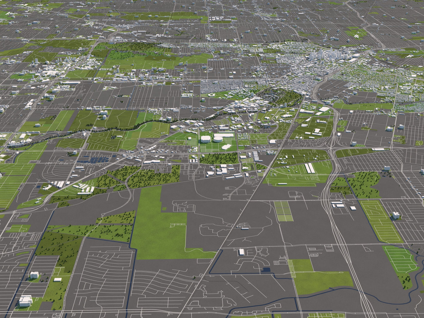Houston 50x50km 3D City Map 3D model_12