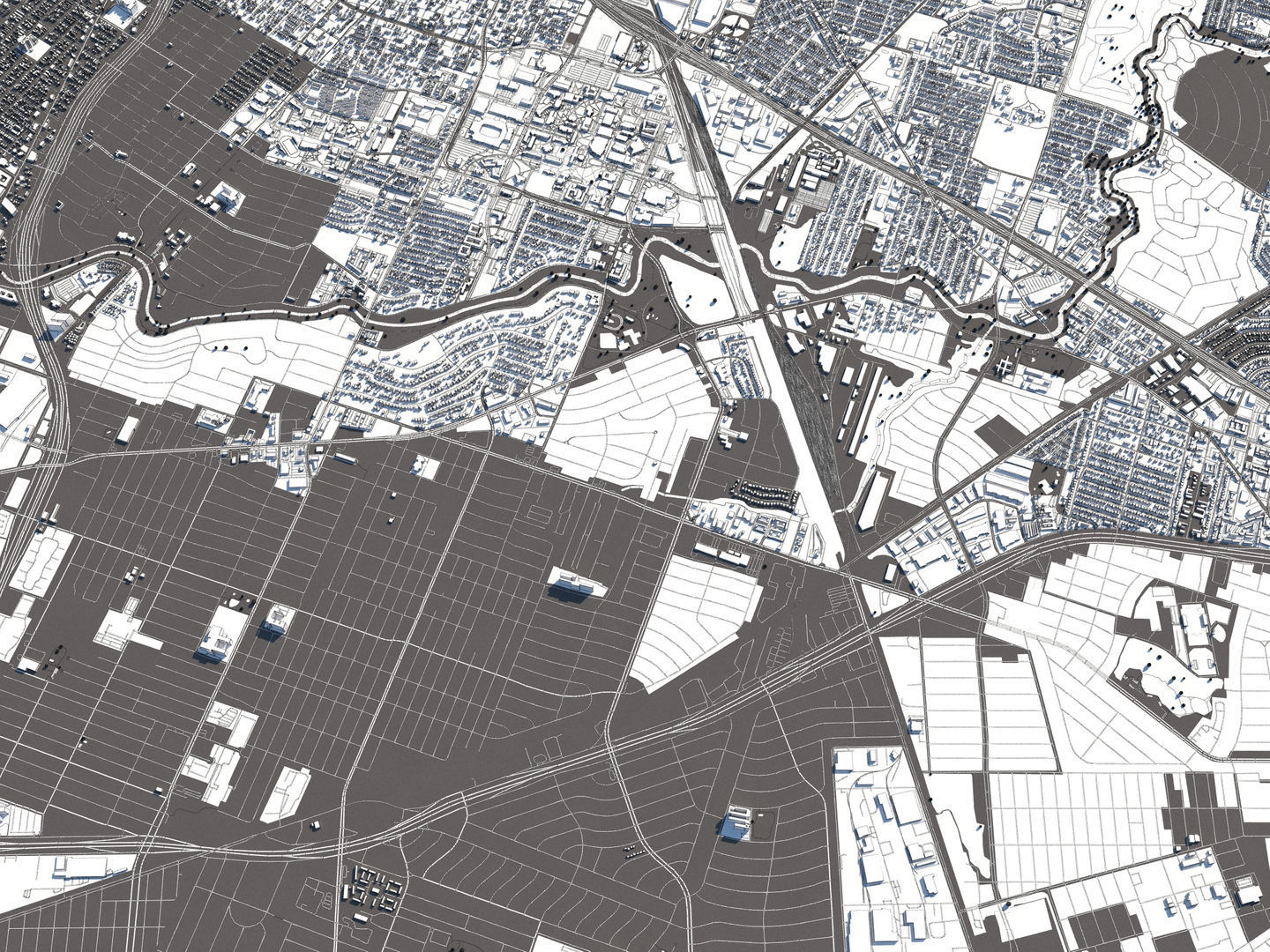 Houston 50x50km 3D City Map 3D model_22