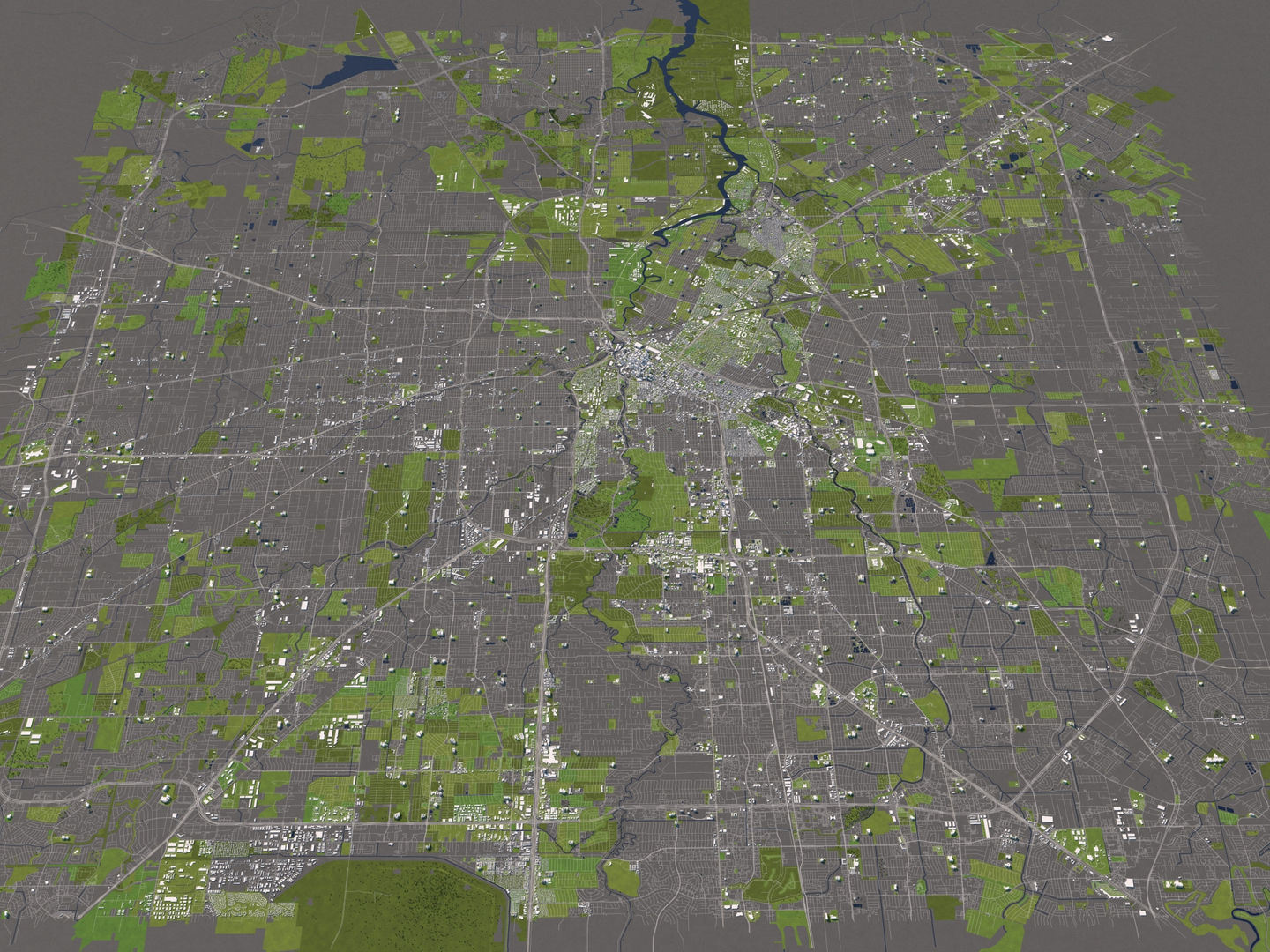Houston 50x50km 3D City Map 3D model_5
