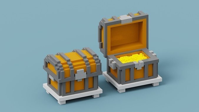Voxel Treasure Chest Low-poly 3D model