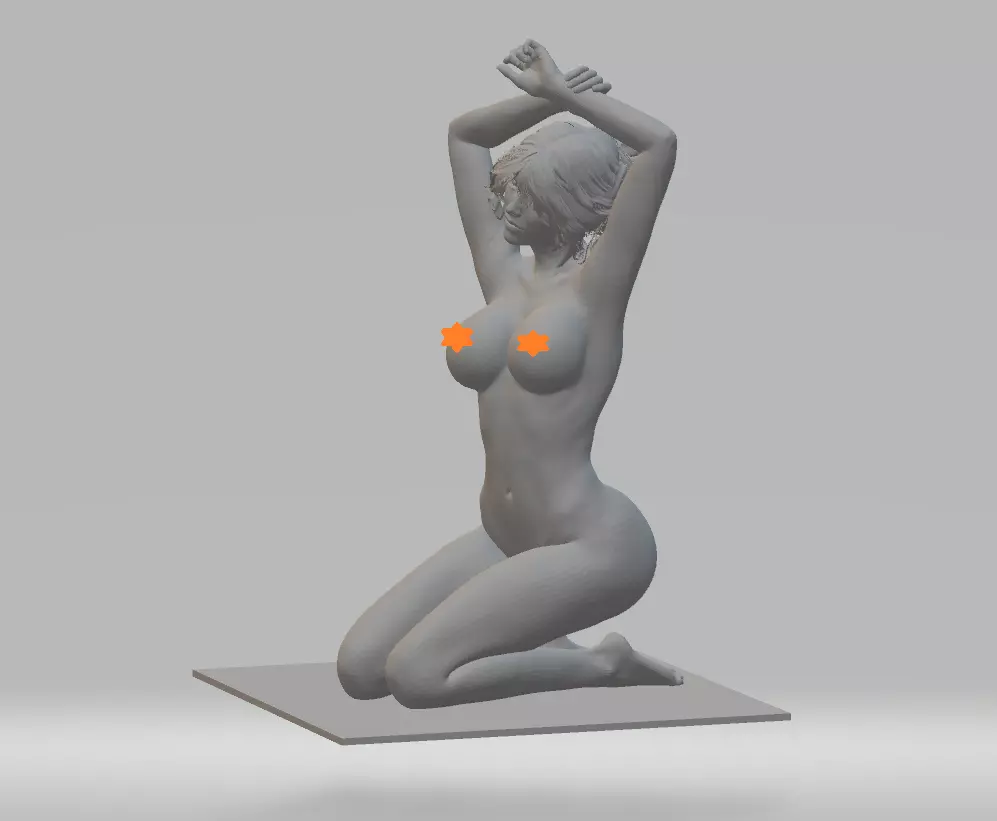 Kneeling woman miniatures 3D model ready print 3D print model_0