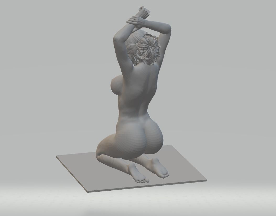 Kneeling woman miniatures 3D model ready print 3D print model_1