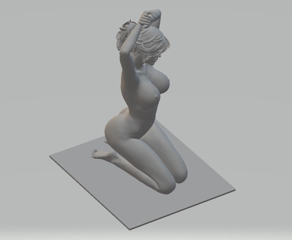 Kneeling woman miniatures 3D model ready print 3D print model_3