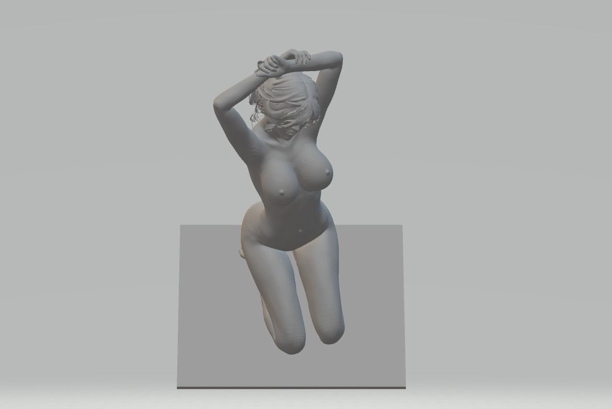 Kneeling woman miniatures 3D model ready print 3D print model_4