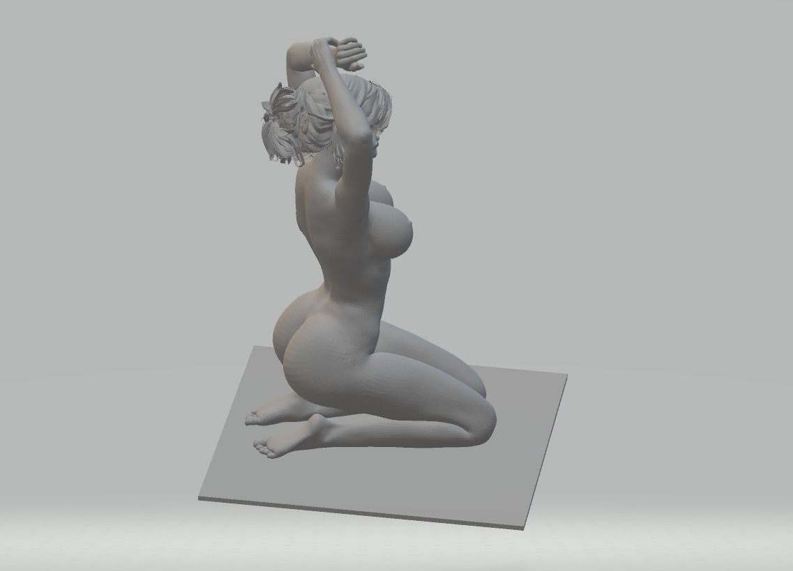 Kneeling woman miniatures 3D model ready print 3D print model_2