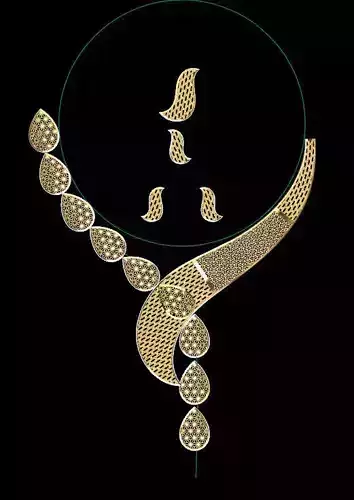 NECKLESS01 gold necklace with peacock design