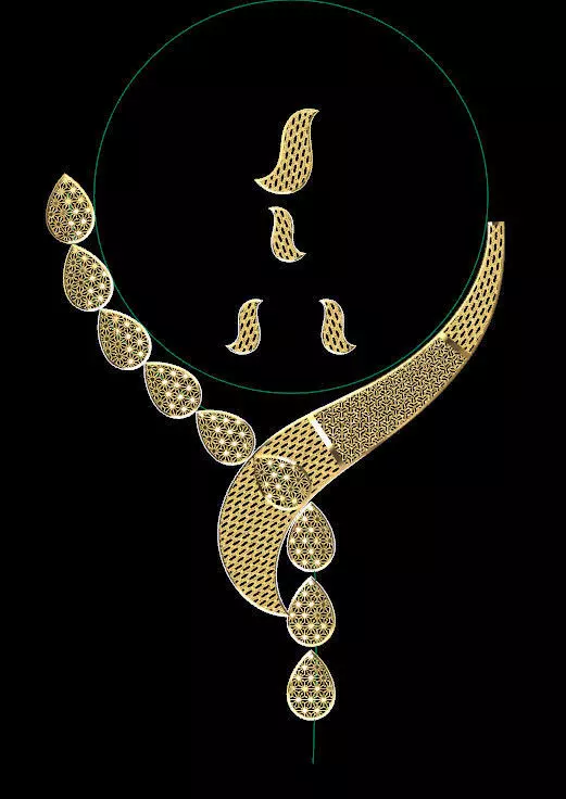 NECKLESS01 gold necklace with peacock design 3D print model