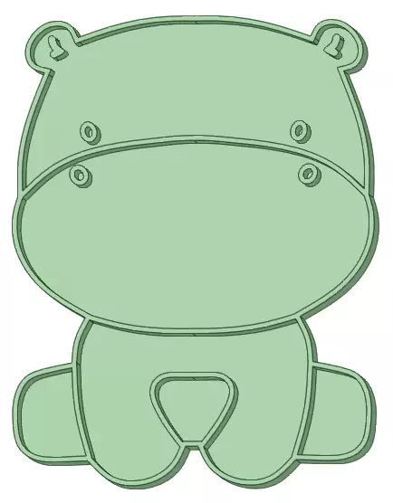 Hipopotamo entero sentado cookie cutter 3D print model_0