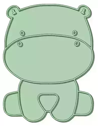Hipopotamo entero sentado cookie cutter