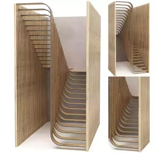 Stairs wooden box with in it 3D model