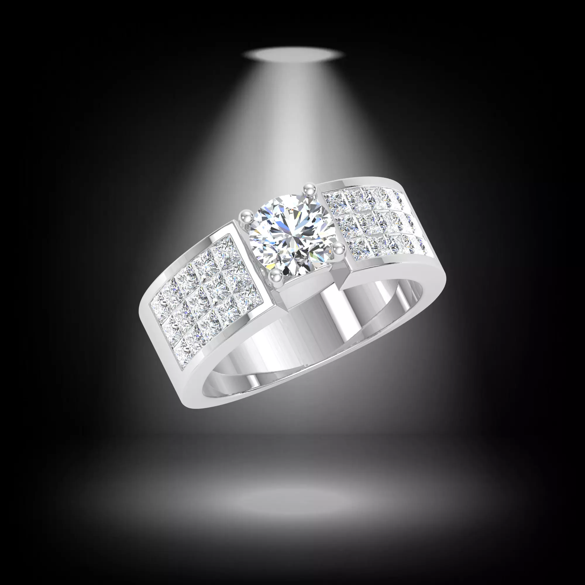 ROUND CUT SOLITER DIAMOND RING 3D print model_0