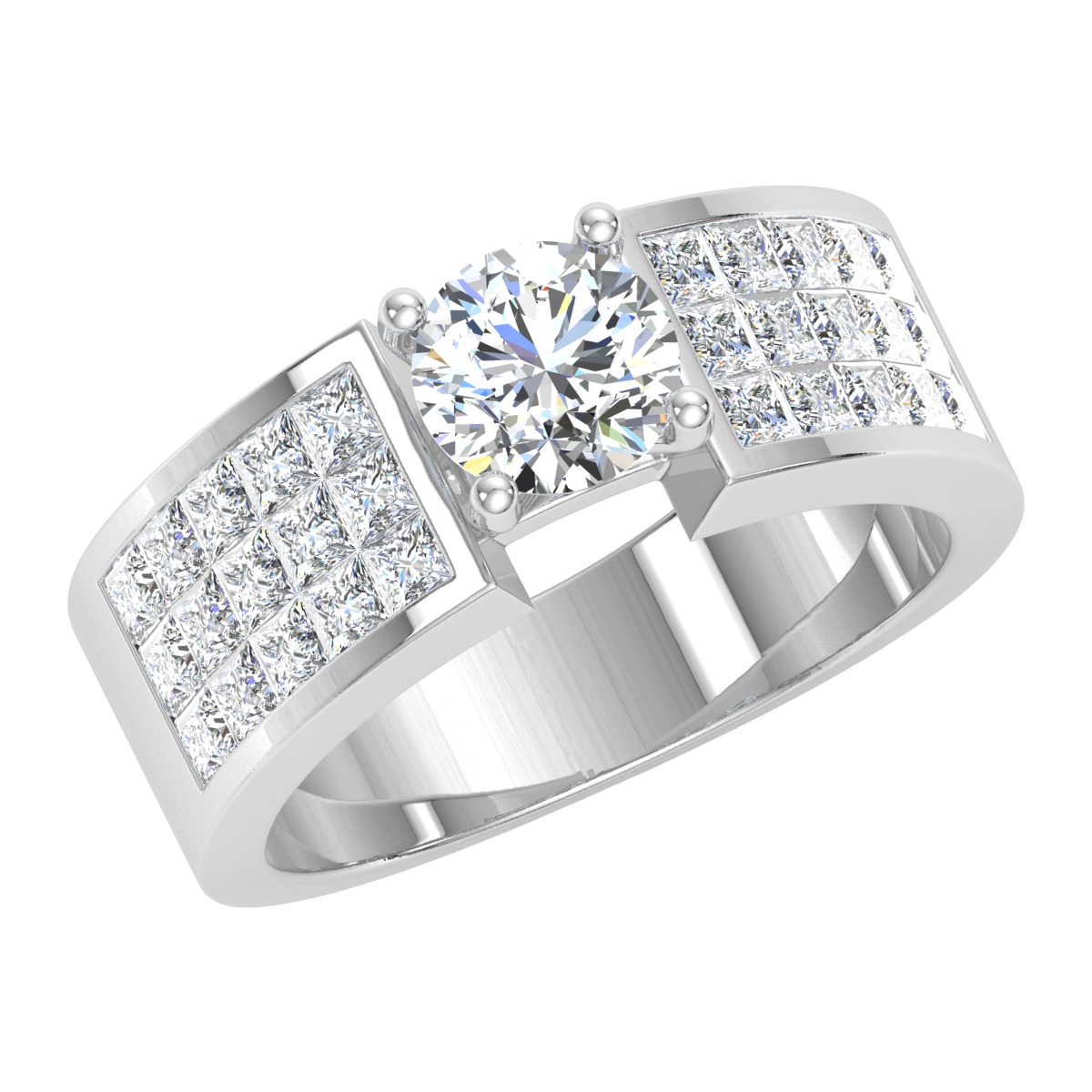 ROUND CUT SOLITER DIAMOND RING 3D print model_1