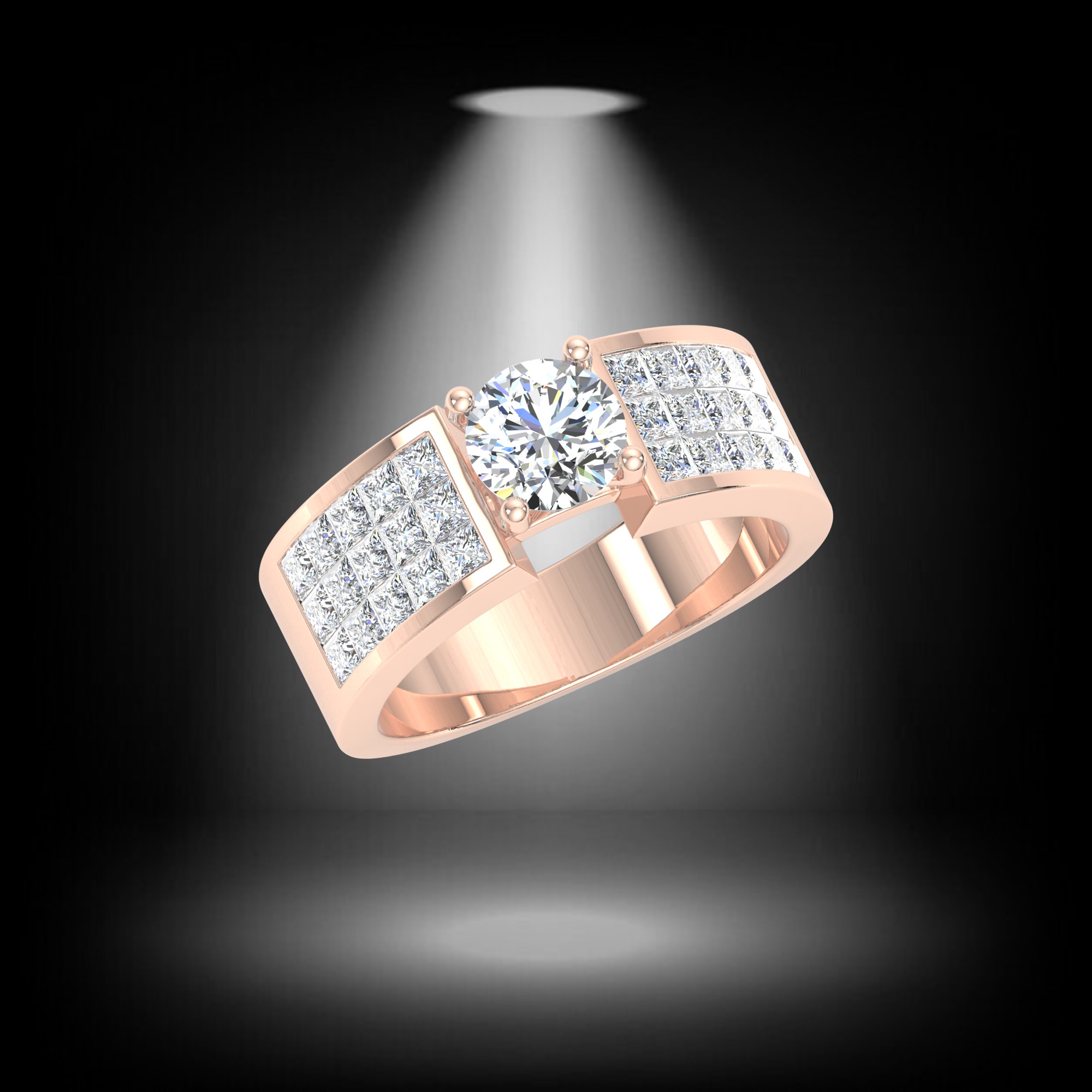 ROUND CUT SOLITER DIAMOND RING 3D print model_5