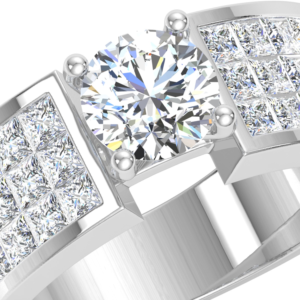 ROUND CUT SOLITER DIAMOND RING 3D print model_2