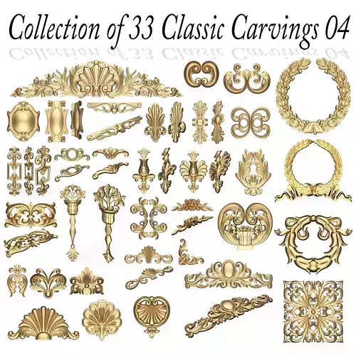 Collection of 33 Classic Carvings 04 Low-poly 3D model