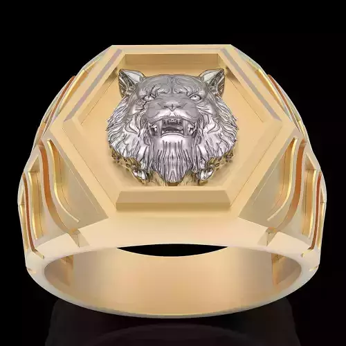 Tiger ring silver gild jewelry printable 3D model