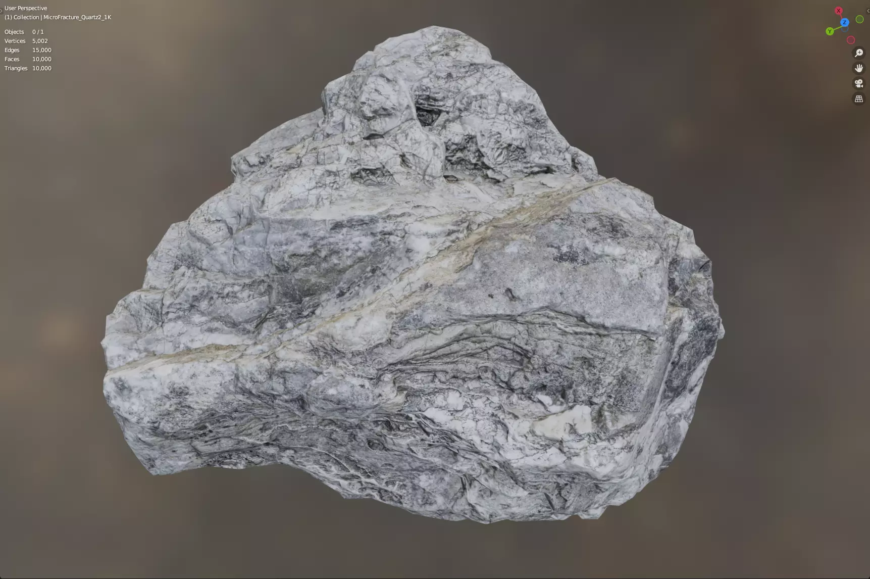 MicroFractured Quartz 2 - 8K Textures  Low-poly 3D model_0