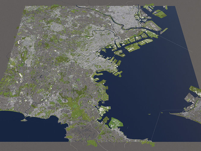 Yokohama Japan 50x50km 3D City Map 3D model 5