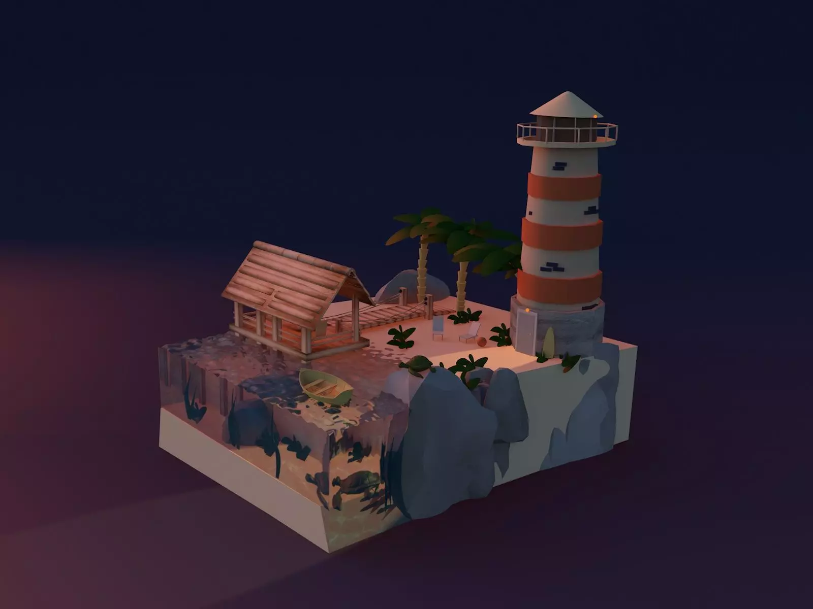  Lighthouse  Beacon Low-poly 3D model_0