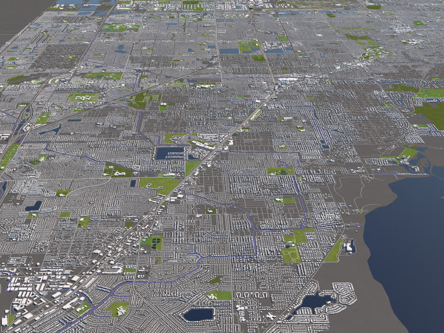 Miami 50x50km 3D Model City 3D Map 3D model | CGTrader