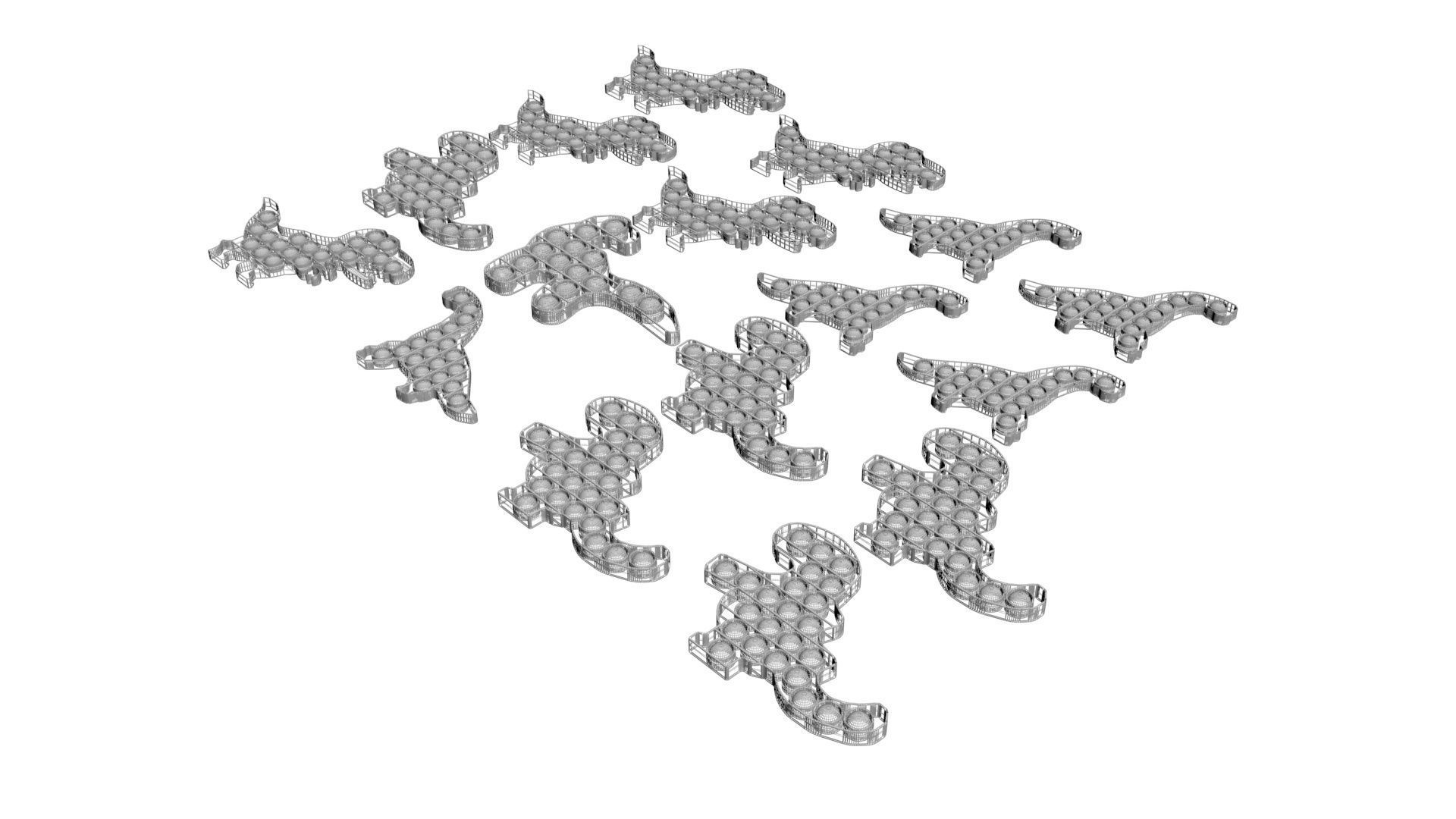 Dinosaur Pop It Fidget Toys Set 3D model_17