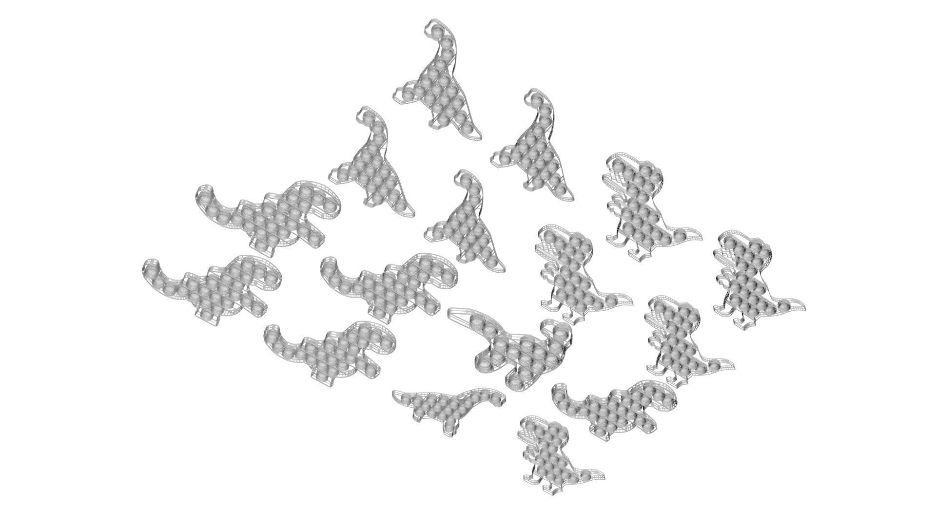 Dinosaur Pop It Fidget Toys Set 3D model_23