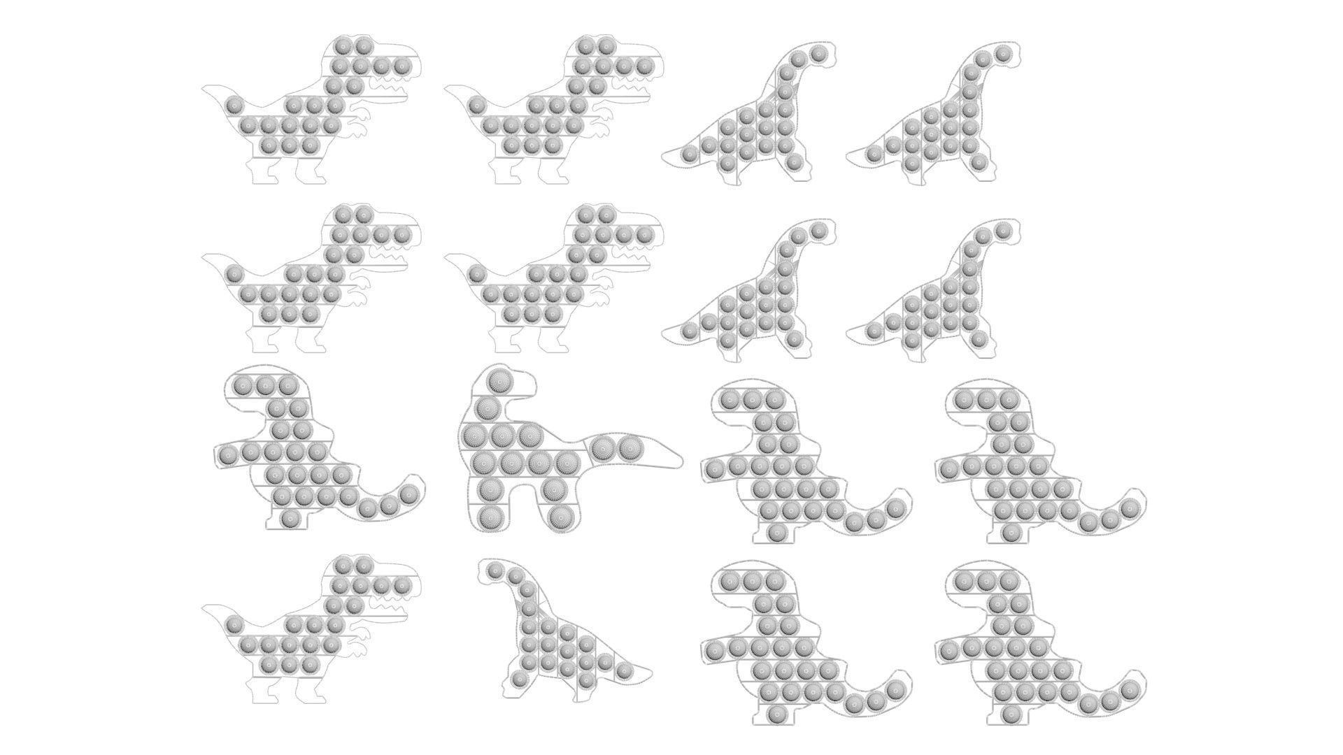 Dinosaur Pop It Fidget Toys Set 3D model_24