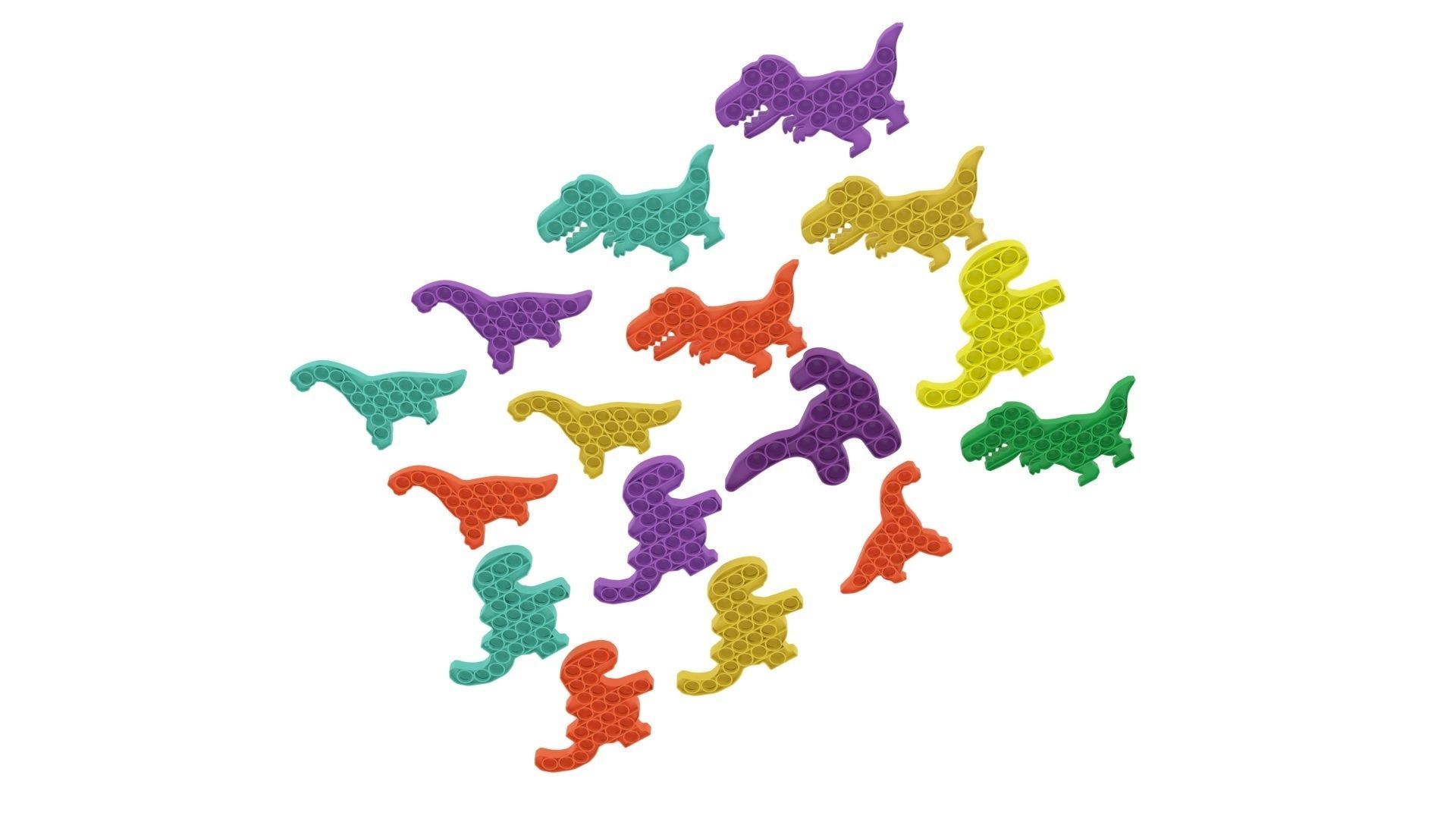 Dinosaur Pop It Fidget Toys Set 3D model_11