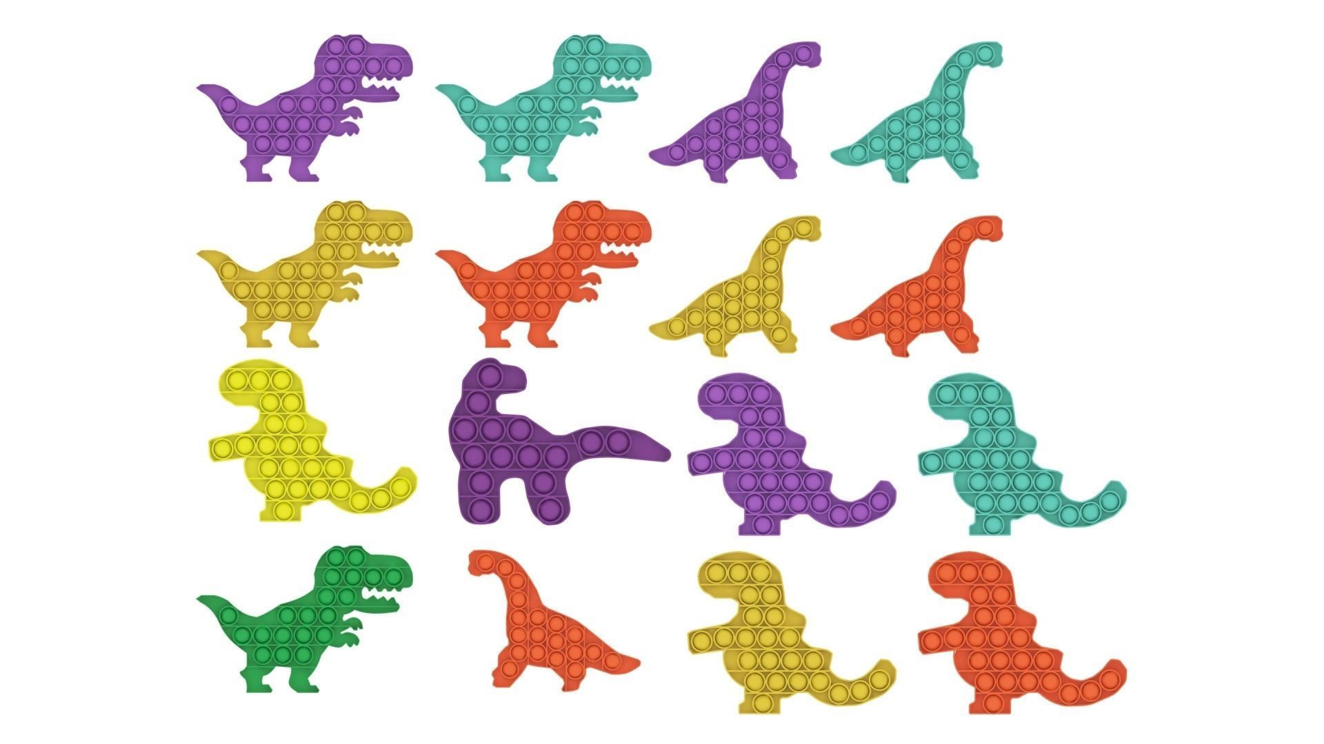 Dinosaur Pop It Fidget Toys Set 3D model_14