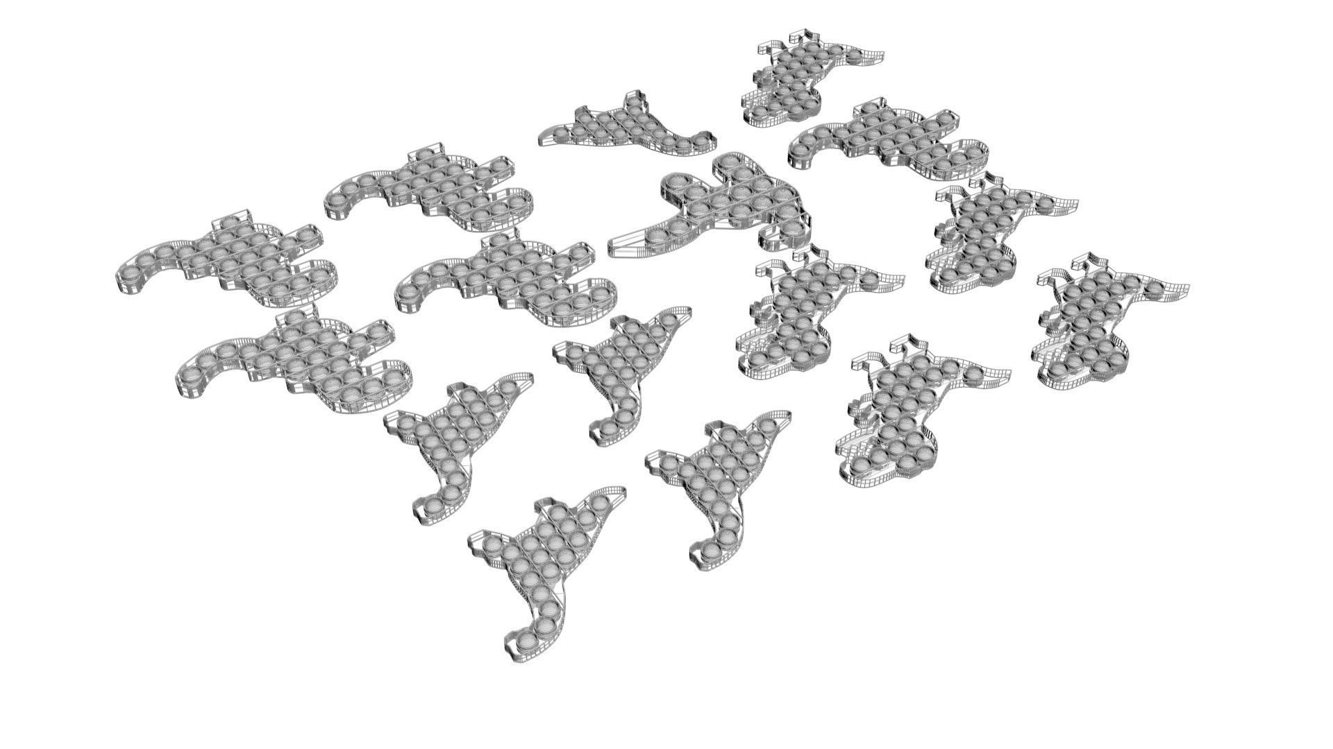 Dinosaur Pop It Fidget Toys Set 3D model_18