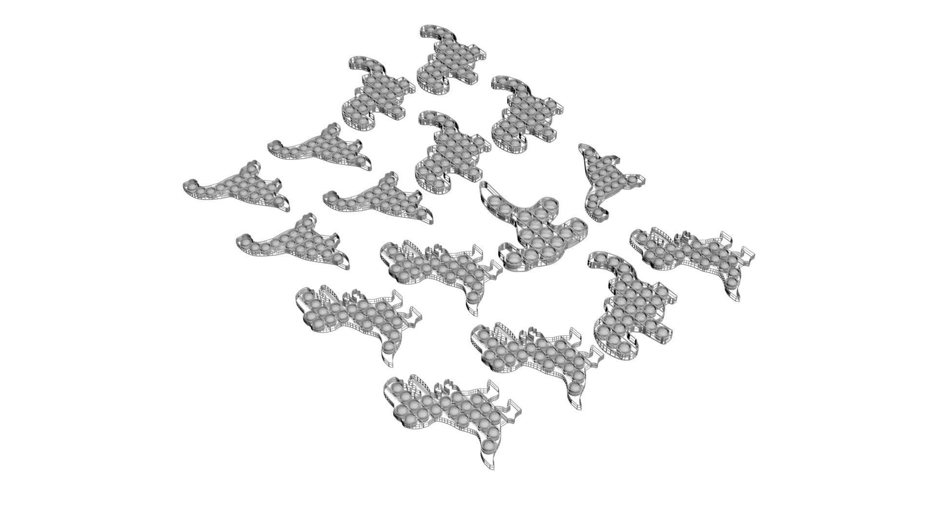 Dinosaur Pop It Fidget Toys Set 3D model_19