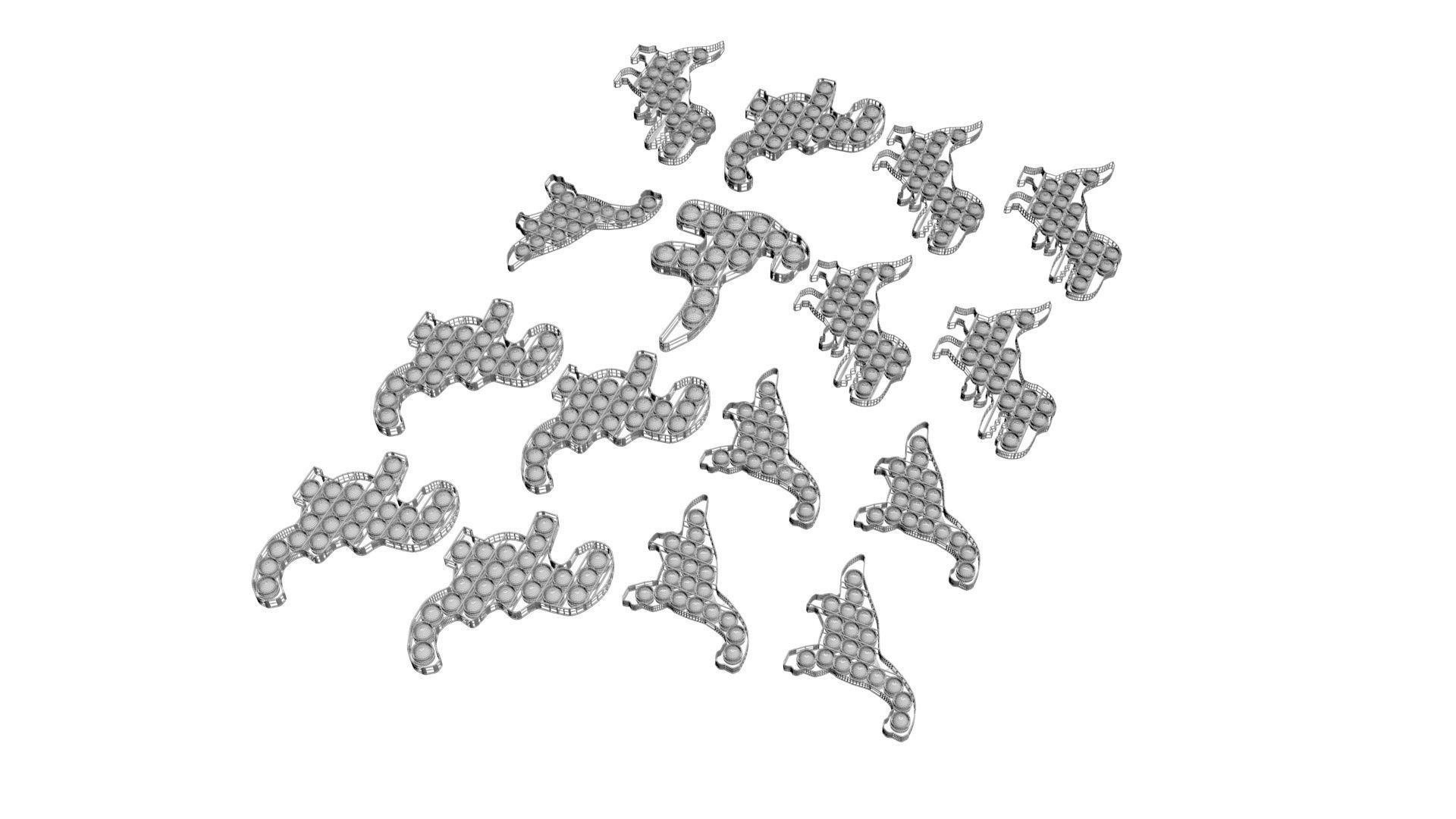 Dinosaur Pop It Fidget Toys Set 3D model_20