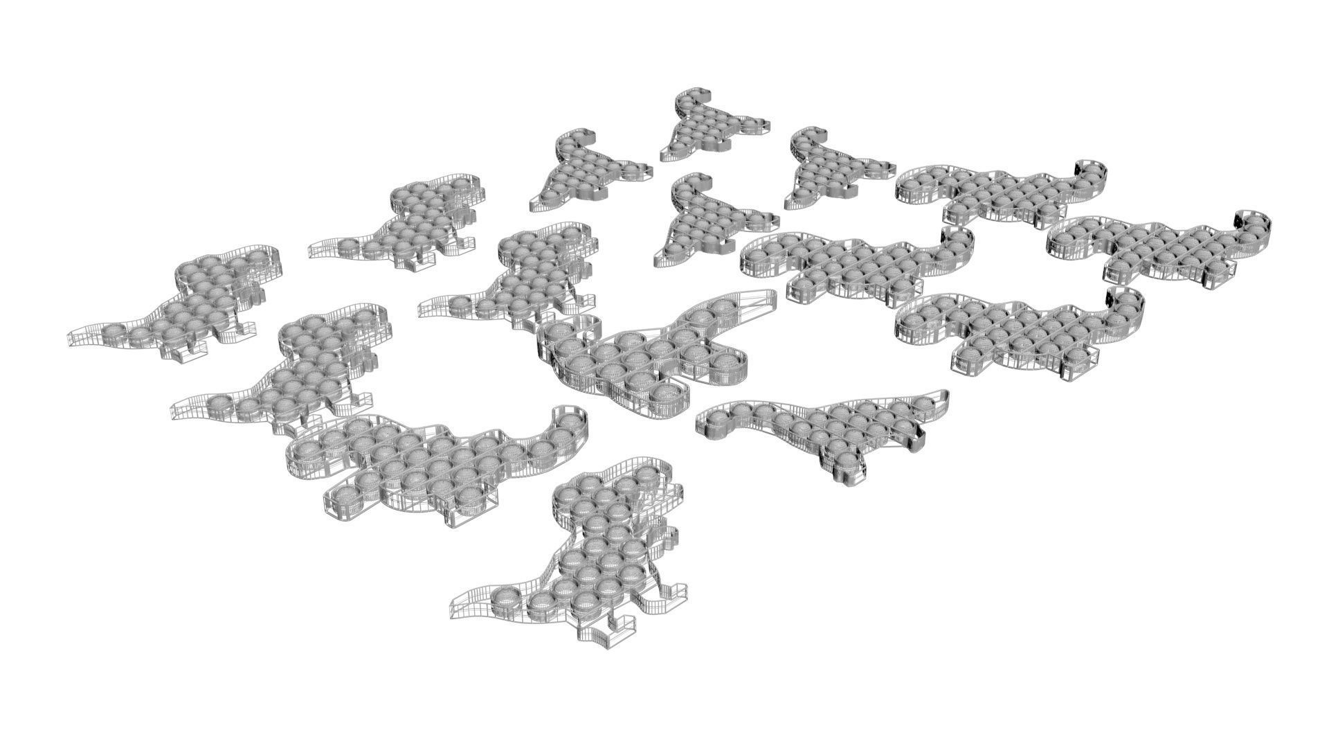 Dinosaur Pop It Fidget Toys Set 3D model_16