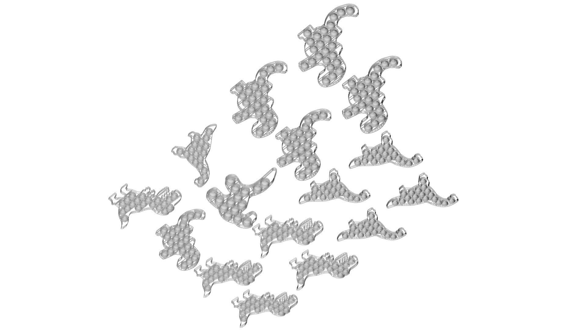 Dinosaur Pop It Fidget Toys Set 3D model_22