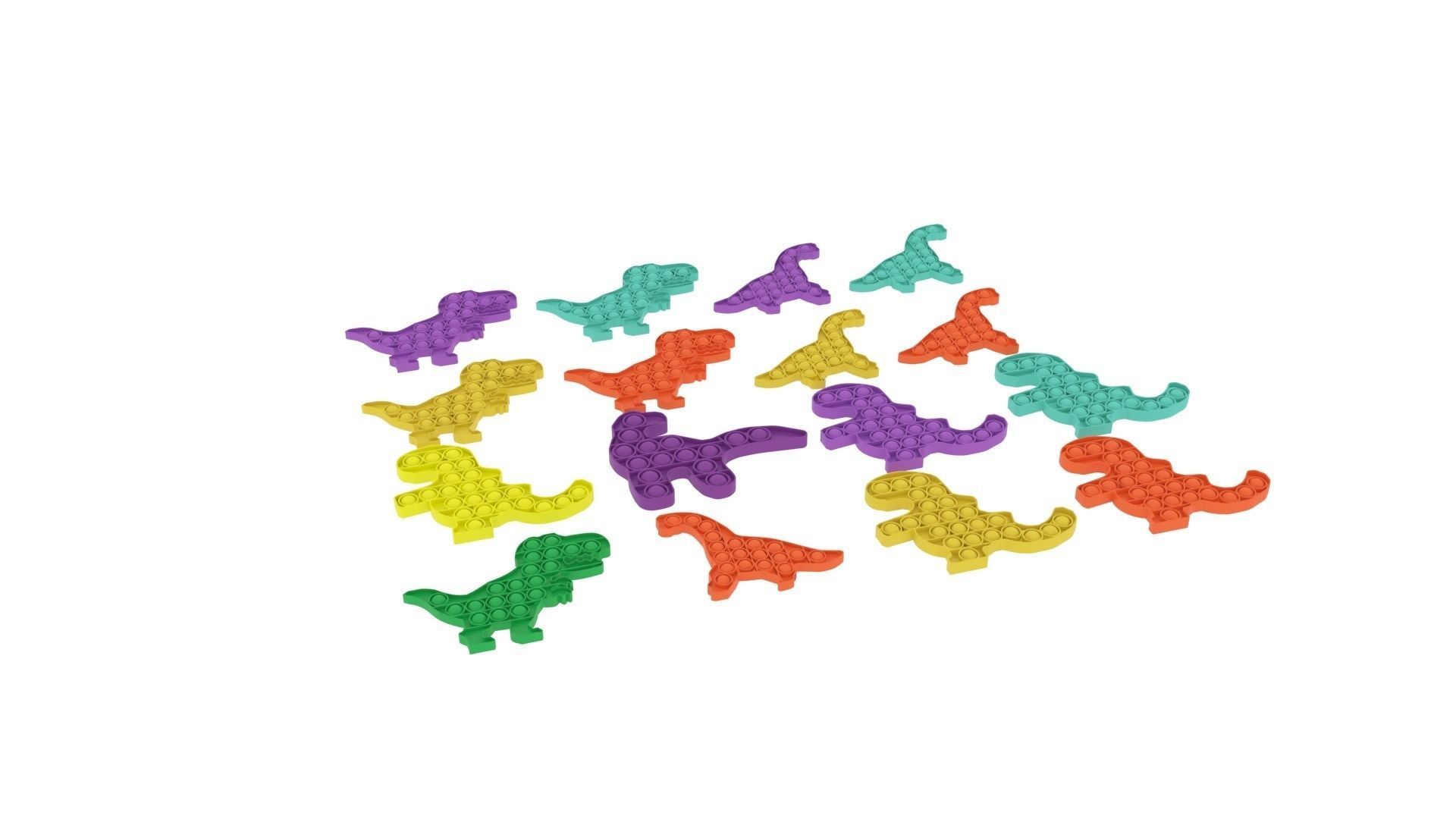 Dinosaur Pop It Fidget Toys Set 3D model_12