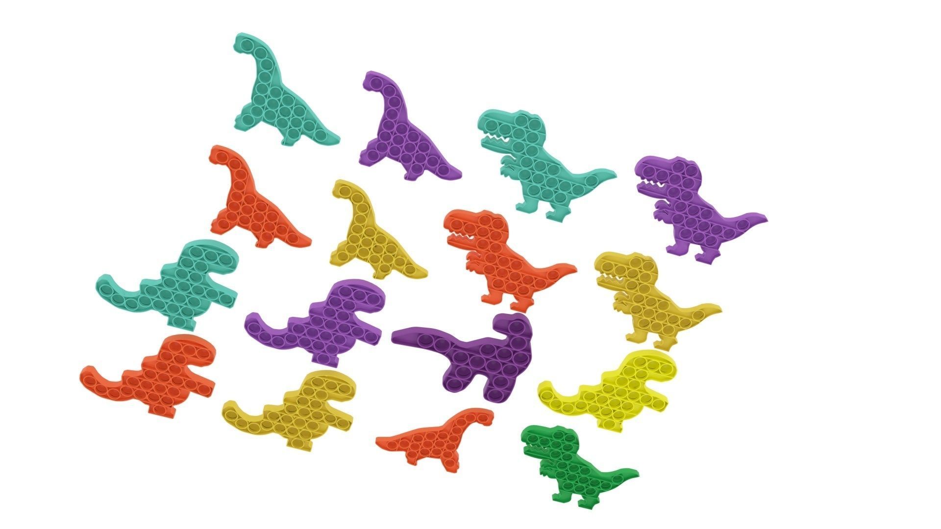 Dinosaur Pop It Fidget Toys Set 3D model_10