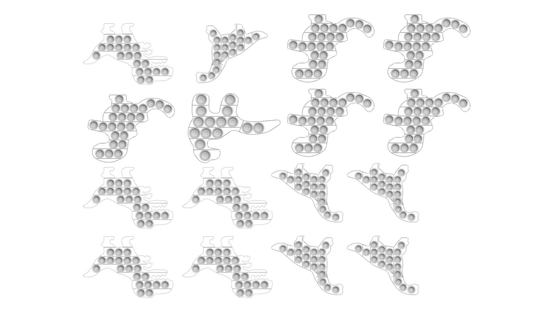 Dinosaur Pop It Fidget Toys Set 3D model_25