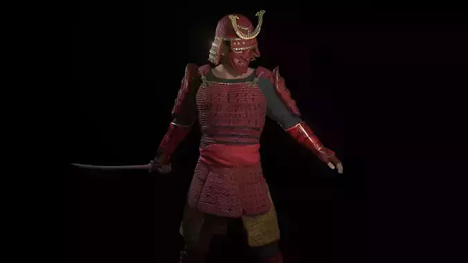 Samurai armor Low-poly 3D model